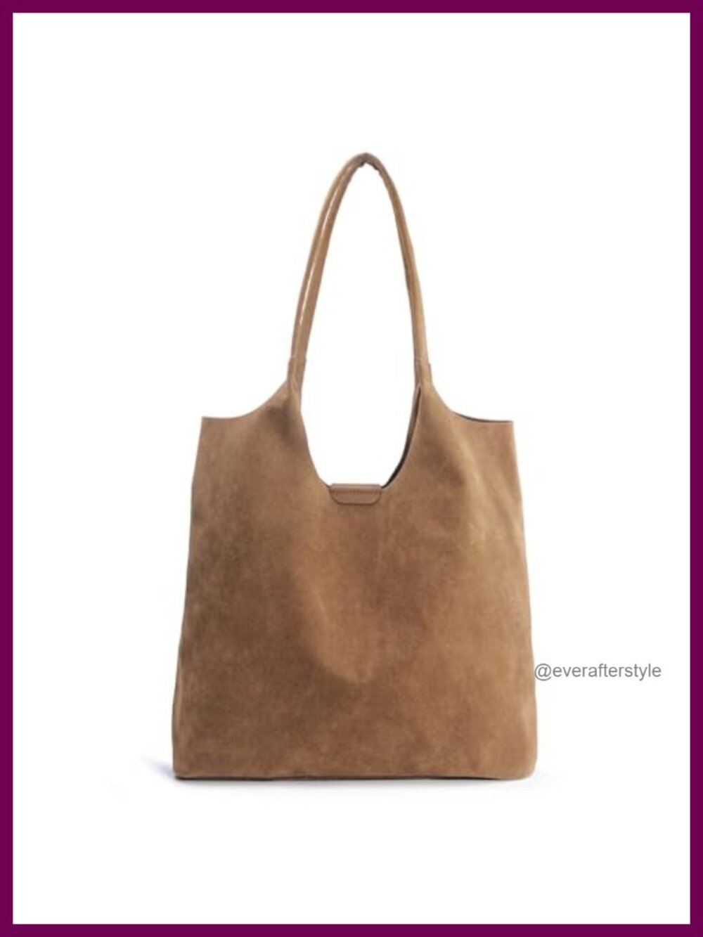 Faux Suede Tote Bag Hobo Shoulder Handbag Magnetic Snap Vegan Purse